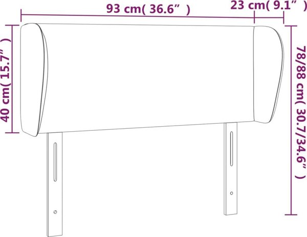 vidaXL Zaglowek uszak, tsimenoszary, 93x23x78/88 cm, tkanina
