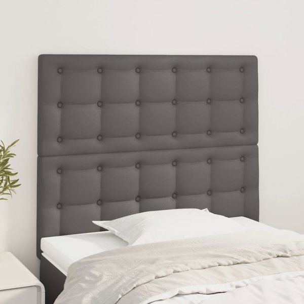 vidaXL Zagłówki για κρεβάτι, 2 τεμ., γκρι, 90x5x78/88 εκ., συνθετικό δέρμα