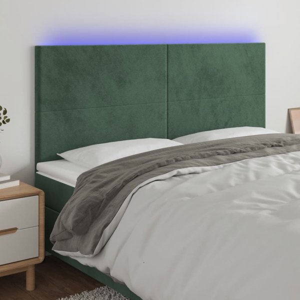 vidaXL Zaglowek do lozka z LED, skouroprasino, 160x5x118/128 cm
