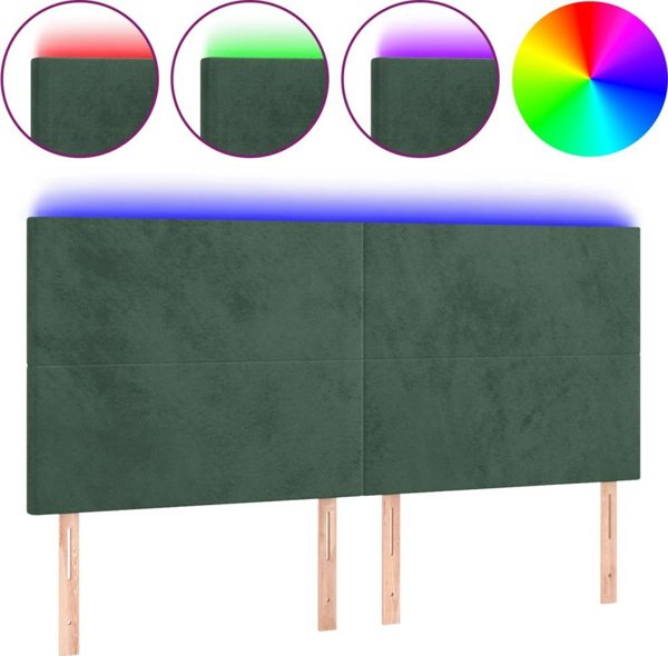 vidaXL Zaglowek do lozka z LED, skouroprasino, 160x5x118/128 cm