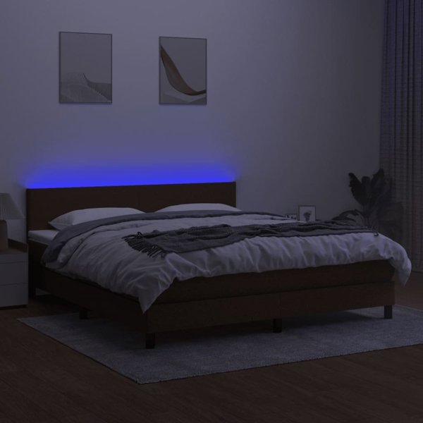 vidaXL Κοντινένταλ Κρεβάτι με στρώμα, καφέ, 160x200 cm, ύφασμα