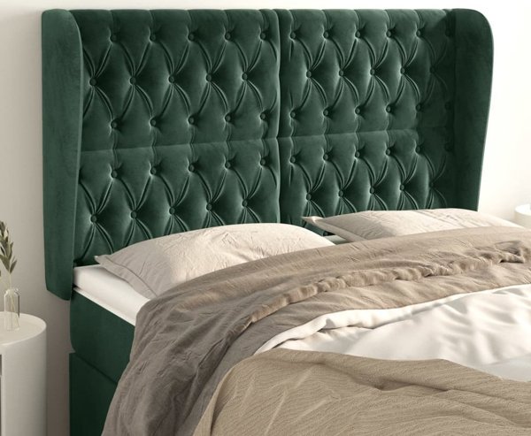 vidaXL Κεφαλάρι uszak σκούρο πράσινο 163x23x118/128 cm από βελούδο