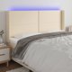 vidaXL Επικεφαλάρι κρεβατιού με LED, κρεμ, 183x16x118/128 cm, ύφασμα