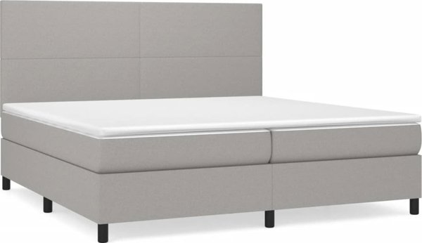 vidaXL Λιτo Κρεβάτι Continental με Στρώμα, Ανοιχτό Γκρι, Ύφασμα 200x200 cm