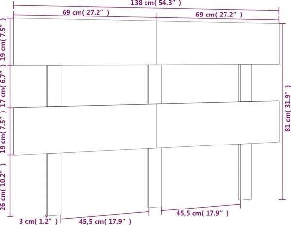 vidaXL Κεφαλάρι κρεβατιού γκρι, 138x3x81 cm, από μασίφ πεύκο