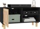 vidaXL vidaXL Stolik pod TV, czarny, 80x30x40 cm, drewno sosnowe i rattan