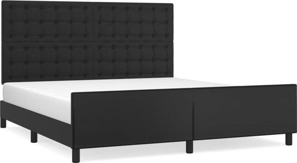 vidaXL Rama lozka z zaglowkiem czarna 180x200 cm sztuczna skora