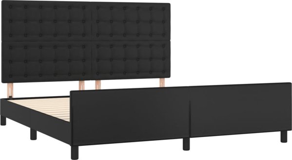vidaXL Rama lozka z zaglowkiem czarna 180x200 cm sztuczna skora