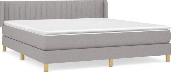 vidaXL Κρεβάτι Continental με στρώμα, ανοιχτό γκρι, ύφασμα, 180 x 200 cm