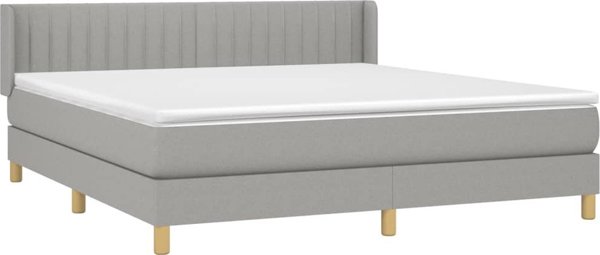 vidaXL Κρεβάτι Continental με στρώμα, ανοιχτό γκρι, ύφασμα, 180 x 200 cm