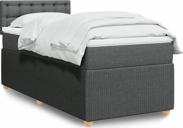 vidaXL Κρεβάτι Continental με Στρώμα, Υφασμάτινο Σκούρο Γκρι 80x200 cm