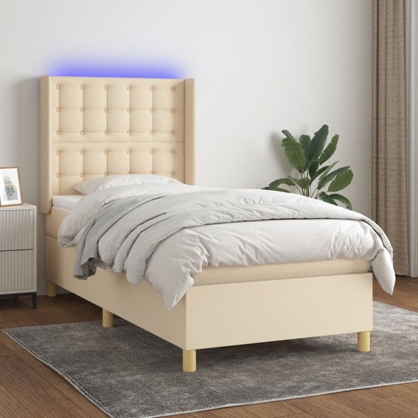 vidaXL Κρεβάτι continental με στρώμα, κρεμ, 80x200 εκ., ύφασμα