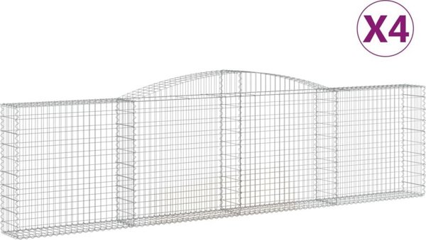 vidaXL Kosze gabionowe, 4 τεμ, 400x30x100/120 εκ, γαλβανισμένο σίδερο