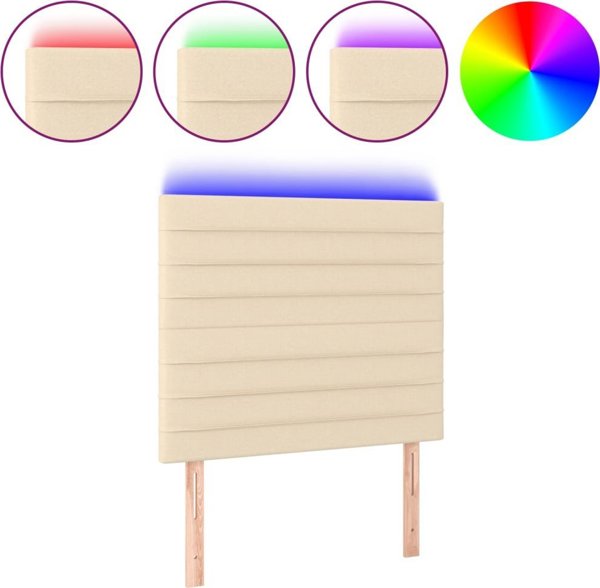 vidaXL Κεφαλάρι για κρεβάτι με LED, κρεμ, 90x5x118/128 cm, ύφασμα