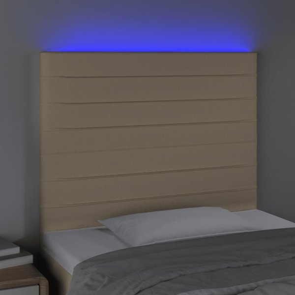 vidaXL Κεφαλάρι για κρεβάτι με LED, κρεμ, 90x5x118/128 cm, ύφασμα