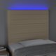 vidaXL Κεφαλάρι για κρεβάτι με LED, κρεμ, 90x5x118/128 cm, ύφασμα