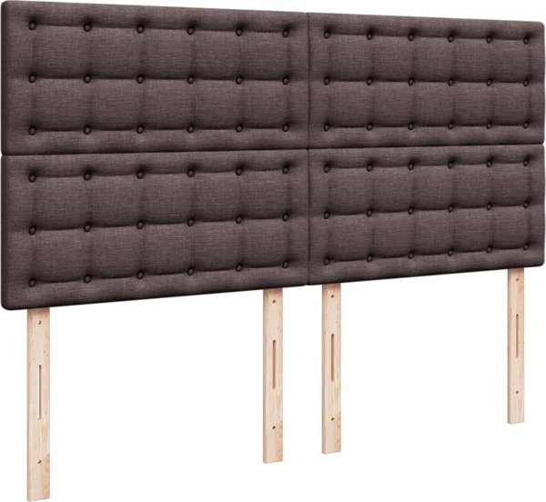 vidaXL κρεβάτι kontynentalne με στρώμα, καφέ, ύφασμα, 200x200 εκ.