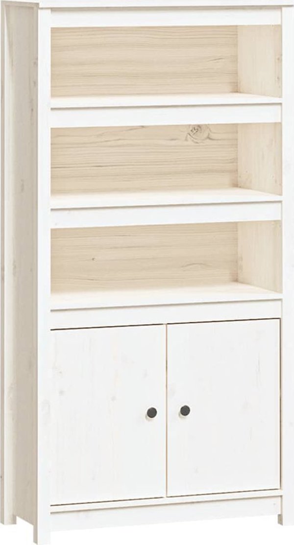 vidaXL Ντουλάπι, λευκό, 80x35x154 εκ., μασίφ ξύλο πεύκου