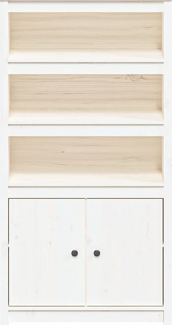vidaXL Ντουλάπι, λευκό, 80x35x154 εκ., μασίφ ξύλο πεύκου