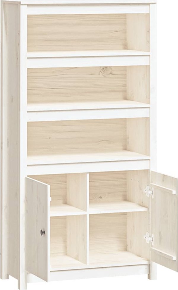 vidaXL Ντουλάπι, λευκό, 80x35x154 εκ., μασίφ ξύλο πεύκου