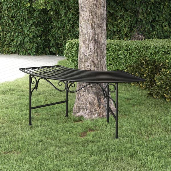 vidaXL Παγκάκι κάτω από δέντρο, 113 cm, μαύρο, ατσάλινο
