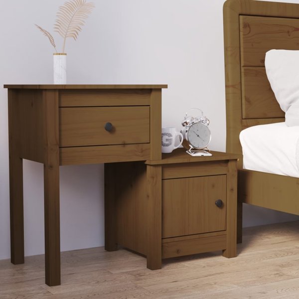 vidaXL Szafka νύχτας, μελιτζανί καφέ, 79,5x38x65,5 εκ., από συμπαγές πεύκο