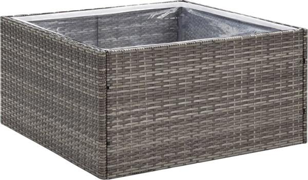 vidaXL Donica ogrodowa, szara, 80x80x40 cm, rattan PE