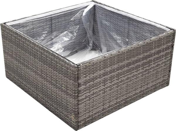 vidaXL Donica ogrodowa, szara, 80x80x40 cm, rattan PE