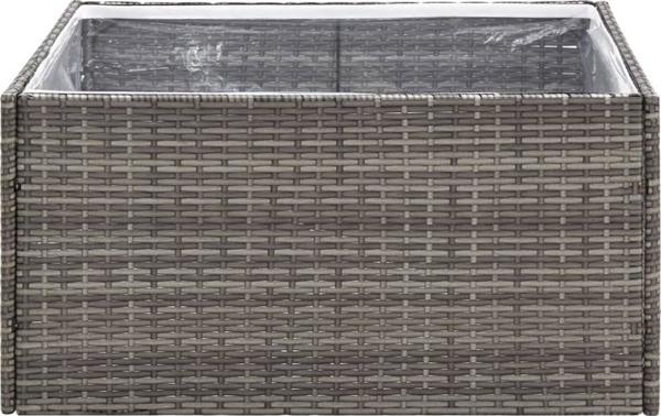vidaXL Donica ogrodowa, szara, 80x80x40 cm, rattan PE