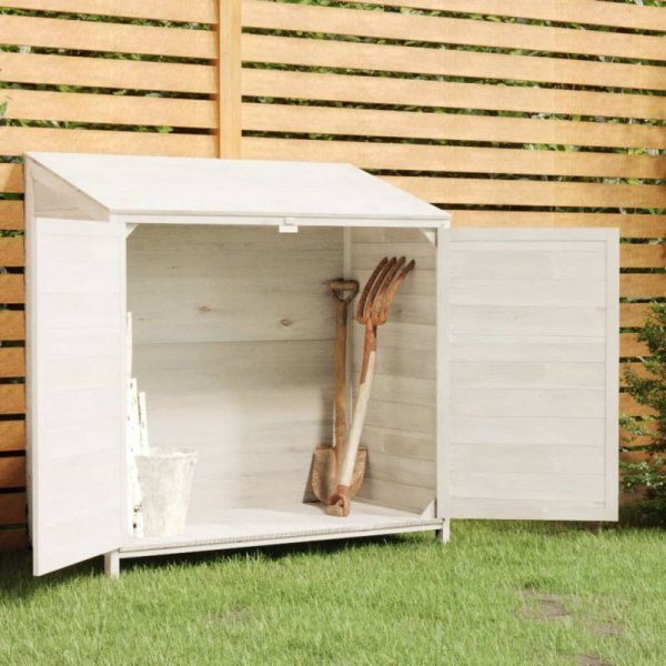 vidaXL Κήπος Αποθήκη Λευκή, 102x52x112 cm, μασίφ ξύλο έλατου