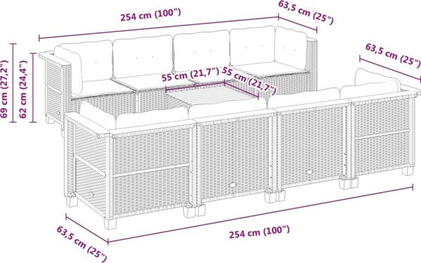 vidaXL 9-cz. zestaw wypoczynkowy do ogrodu, z poduszkami, czarny