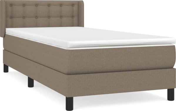 vidaXL Λουτζκο κοντινενταλ με στρωμα, taupe, υφασμα, 80x200 εκ.
