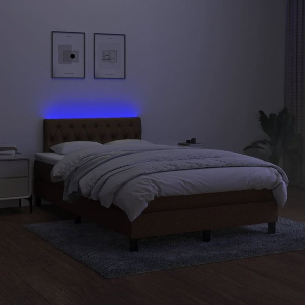 vidaXL Κοντινεντάλ κρεβάτι με στρώμα, καφέ, 120x200 cm, ύφασμα
