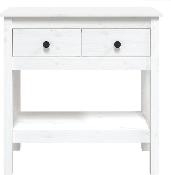 vidaXL Έπιπλο κονσόλας, λευκό, 75x35x75 εκ., από μασίφ πεύκο
