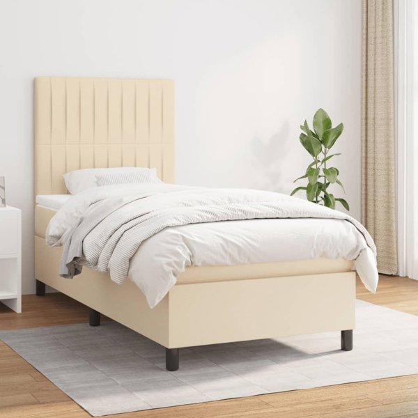 vidaXL Κοντινεντάλ Κρεβάτι 90x200 εκ. Κρεμ Ύφασμα