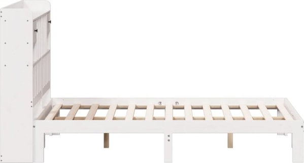 vidaXL Κρεβάτι με ράφι λευκό χωρίς στρώμα 135x190 cm ξύλο πεύκου