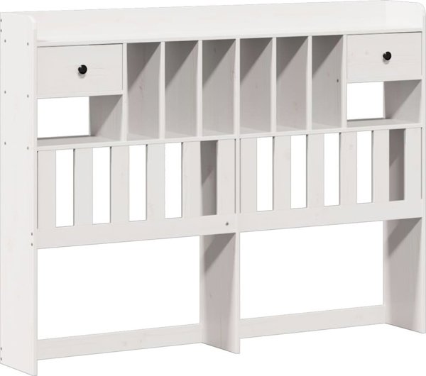 vidaXL Κρεβάτι με ράφι λευκό χωρίς στρώμα 135x190 cm ξύλο πεύκου