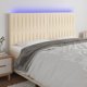 Κεφαλάρι κρεβατιού vidaXL με LED, κρεμ βελούδο, 180x5x118/128 cm