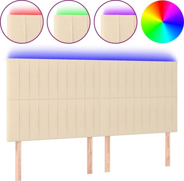 Κεφαλάρι κρεβατιού vidaXL με LED, κρεμ βελούδο, 180x5x118/128 cm