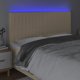 Κεφαλάρι κρεβατιού vidaXL με LED, κρεμ βελούδο, 180x5x118/128 cm