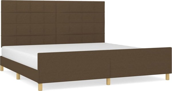 vidaXL Ράμα κρεβατιού με κεφαλάρι, σκούρο καφέ 200x200 cm, επενδυμένη με ύφασμα