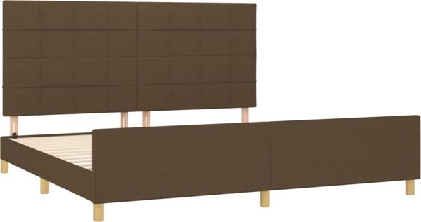 vidaXL Ράμα κρεβατιού με κεφαλάρι, σκούρο καφέ 200x200 cm, επενδυμένη με ύφασμα