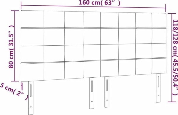 vidaXL Κεφαλάρι κρεβατιού με LED, μαύρο, 160x5x118/128 cm, βελούδο