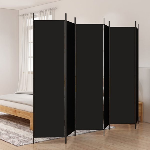 vidaXL vidaXL Parawan 6-panelowy, czarny, 300x200 cm, tkanina