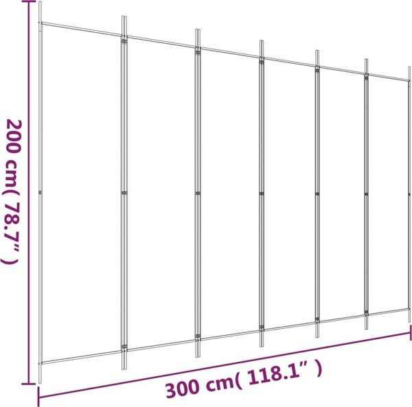 vidaXL vidaXL Parawan 6-panelowy, czarny, 300x200 cm, tkanina