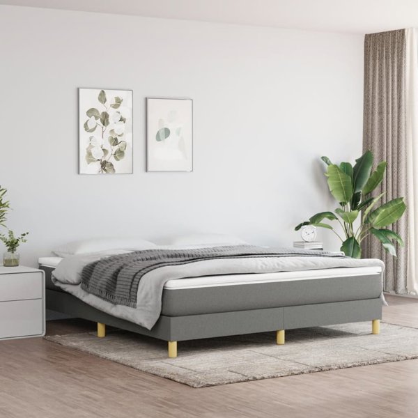 vidaXL Κρεβατι Continental με στρώμα, Υφασμα σκούρο γκρι 180x200 εκ.