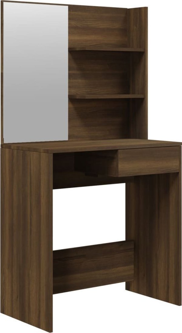 vidaXL Τουαλέτα με καθρέπτη, χρώμα καφέ δρυς, 74,5x40x141 cm