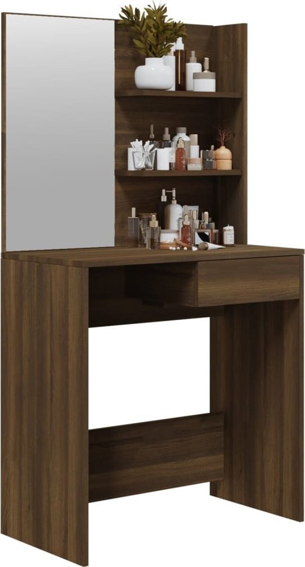 vidaXL Τουαλέτα με καθρέπτη, χρώμα καφέ δρυς, 74,5x40x141 cm