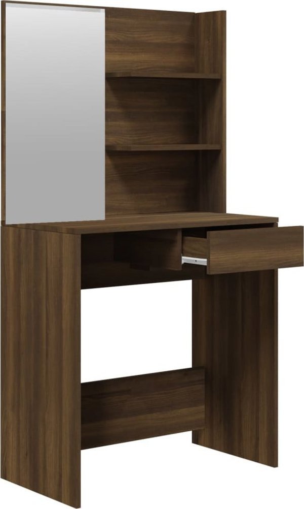 vidaXL Τουαλέτα με καθρέπτη, χρώμα καφέ δρυς, 74,5x40x141 cm