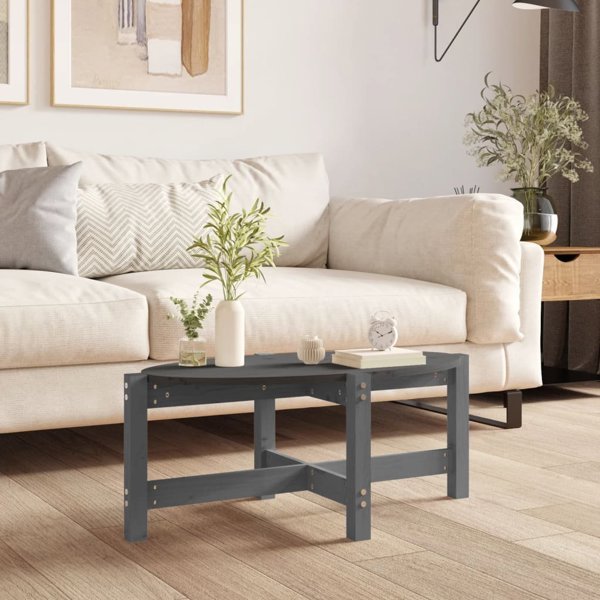 vidaXL vidaXL Stolik kawowy, szary, 87x48x35 cm, lite drewno sosnowe